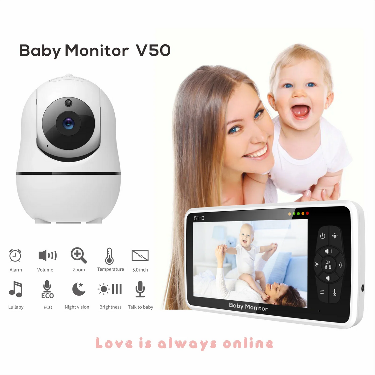 Caméra et moniteur vidéo pour bébé de 5 pouces