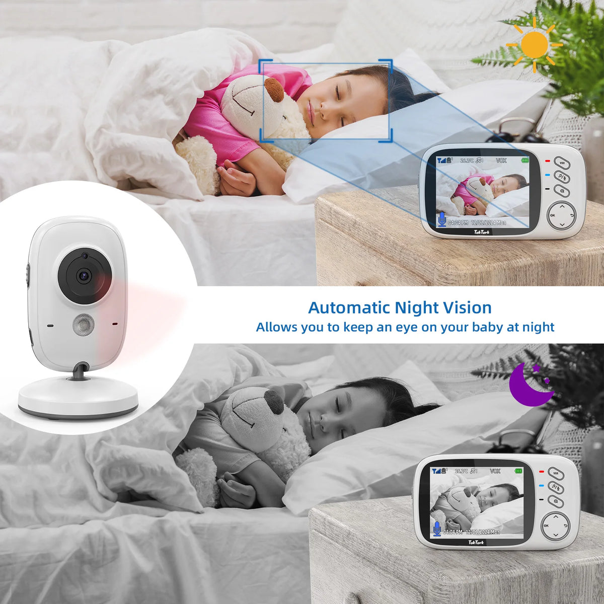 Babyphone vidéo sans fil avec berceuses