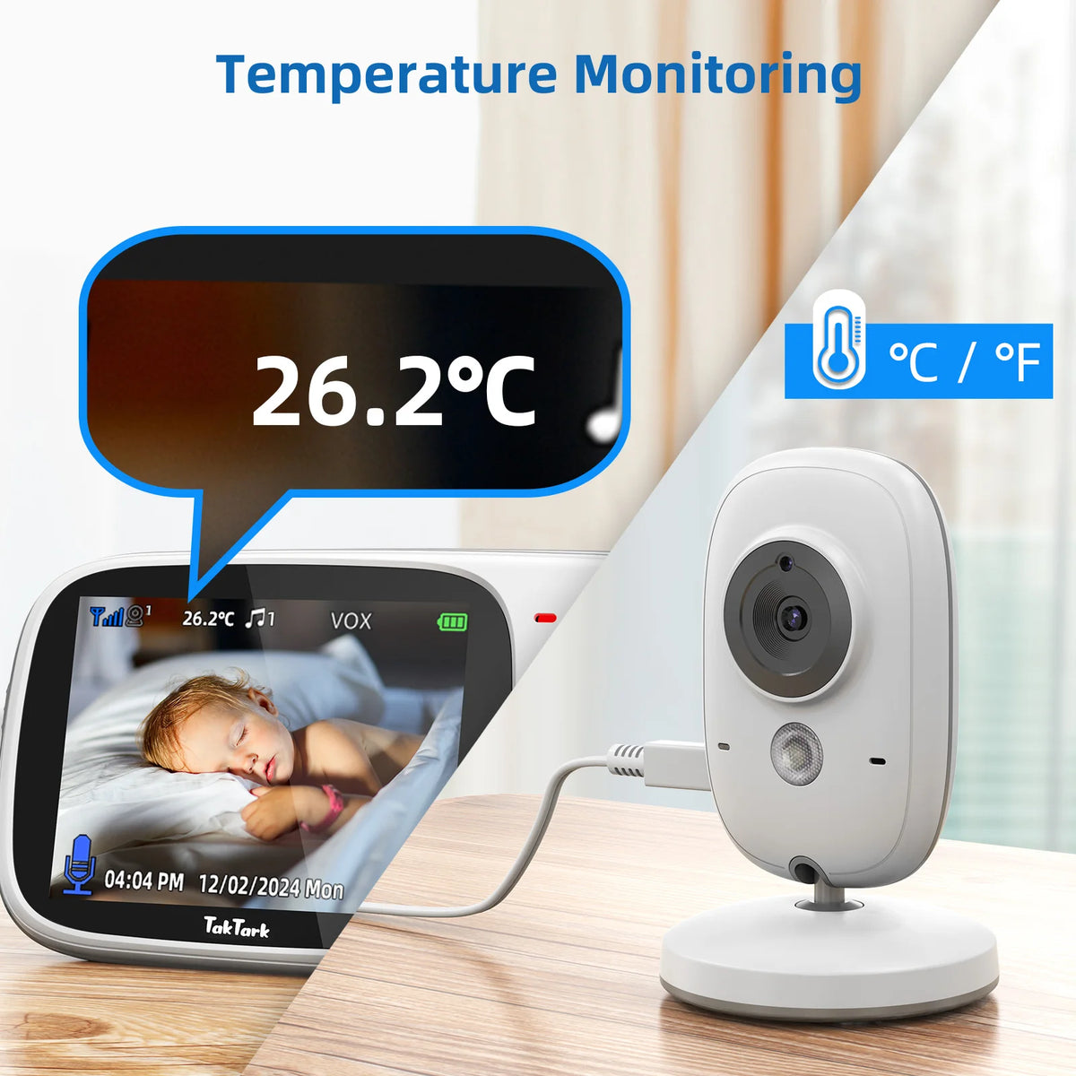 Babyphone vidéo sans fil avec berceuses