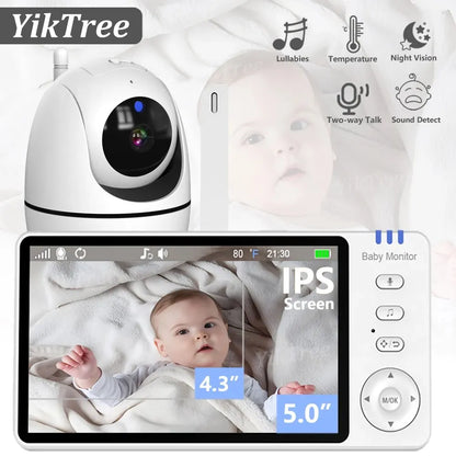 5 Inch Video Babyfoon Met 4X Zoom Babyfoon Camera Bebe Nanny Monitors Moeder Kind Tweerichtings Audio Nachtzicht Babysitter