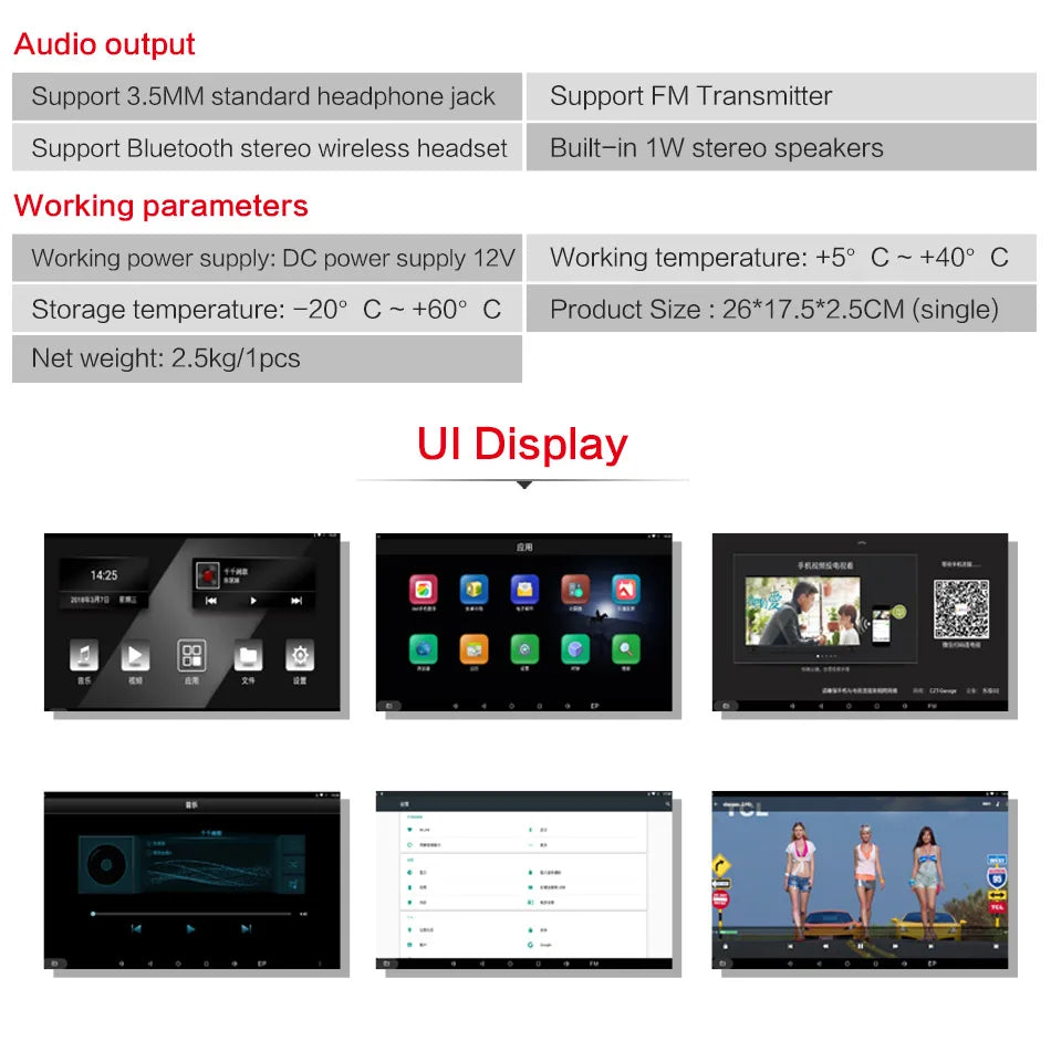 Android Auto Hoofdsteun Speler 11.6''
