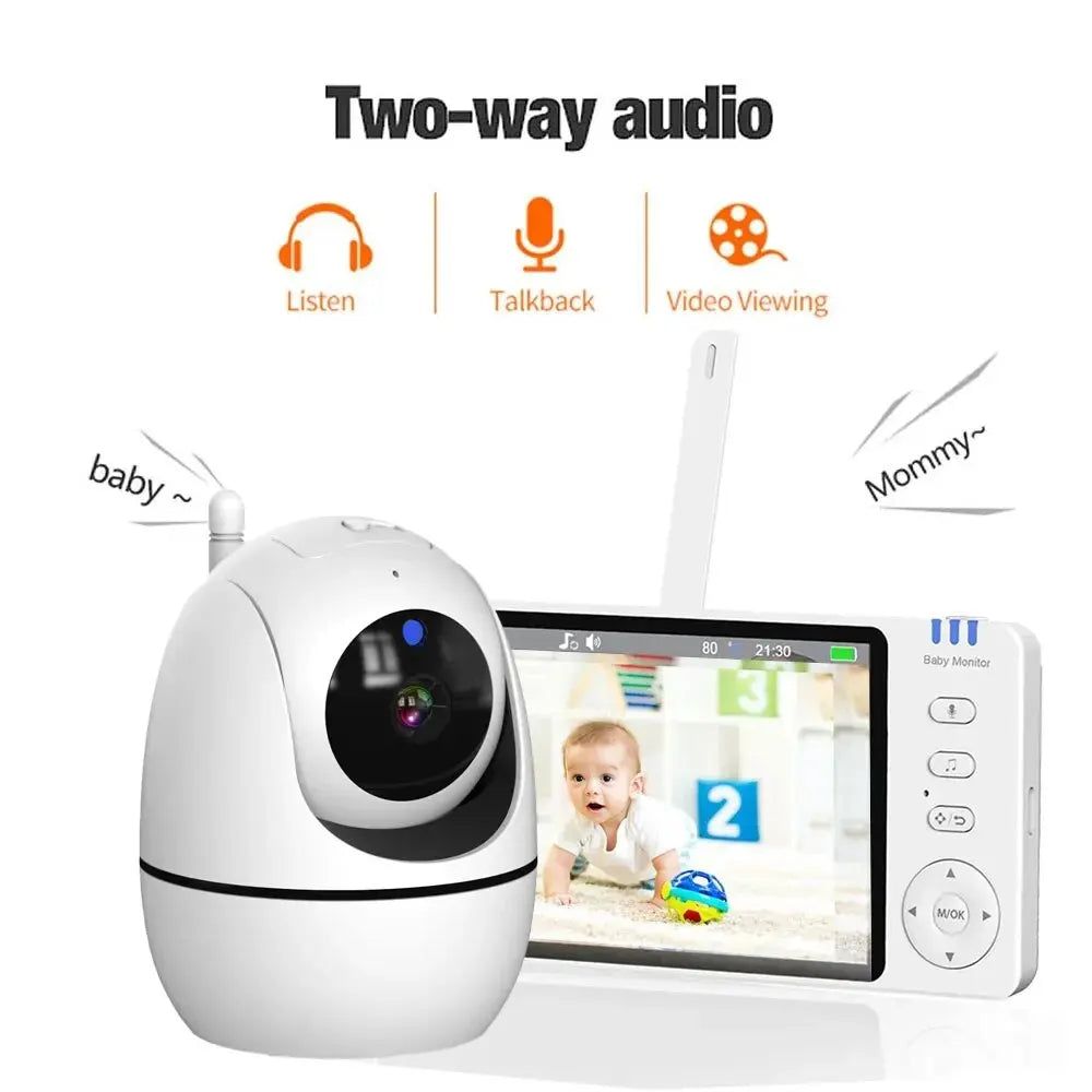 5 Inch Video Babyfoon Met 4X Zoom Babyfoon Camera Bebe Nanny Monitors Moeder Kind Tweerichtings Audio Nachtzicht Babysitter