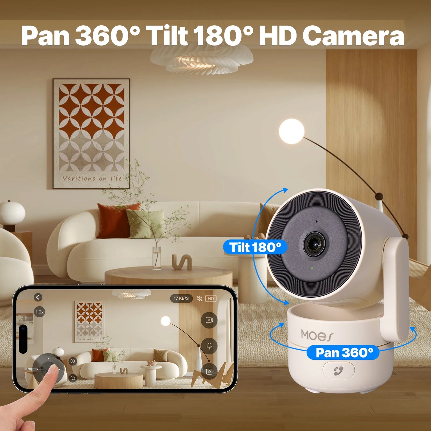 Caméra de sécurité intelligente d'intérieur avec fonction panoramique/inclinaison Wi-Fi