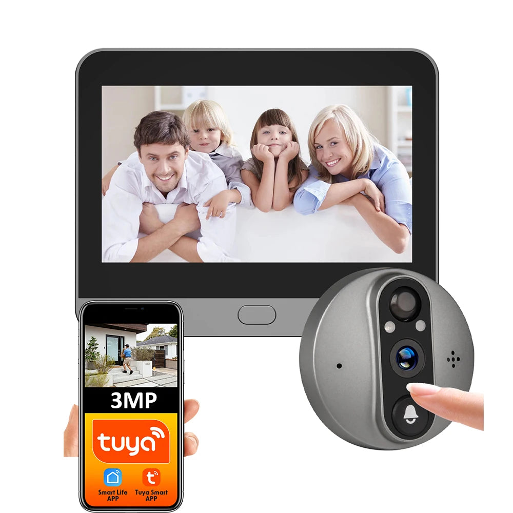 Sonnette de porte intelligente WiFi 3MP 1080P