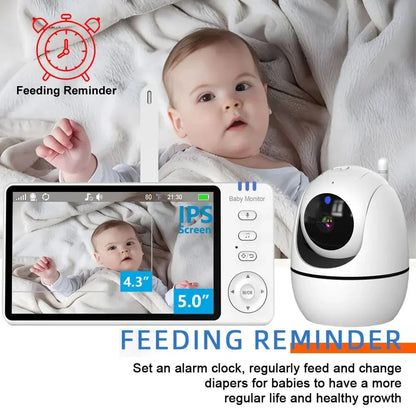 5 Inch Video Babyfoon Met 4X Zoom Babyfoon Camera Bebe Nanny Monitors Moeder Kind Tweerichtings Audio Nachtzicht Babysitter