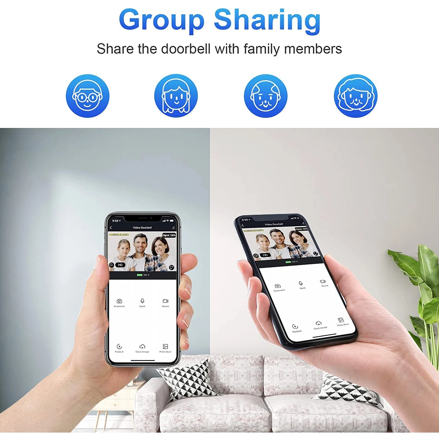 Sonnette vidéo sans fil 1080P